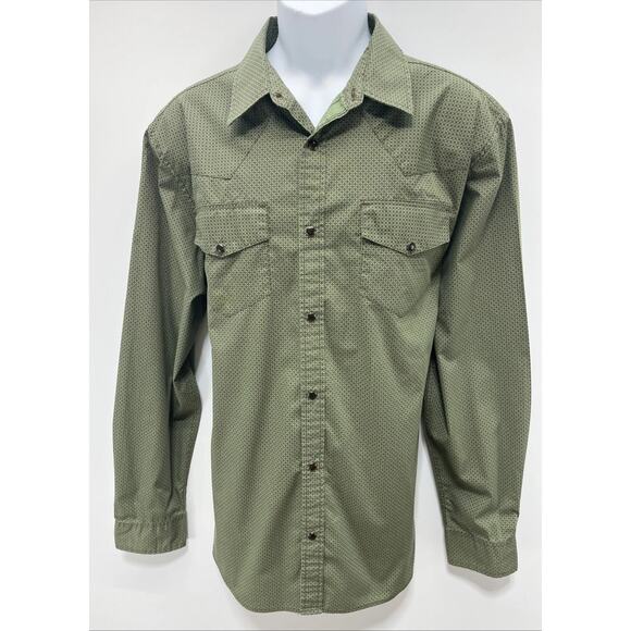 Gibson Men's Pearl Snap Western Shirt XL Long Sleeve All Over Pattern Green - Picture 1 of 7